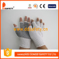 Белый хлопок/Polyestergloves с бесшовные и черные перчатки из ПВХ точками (DKP519)